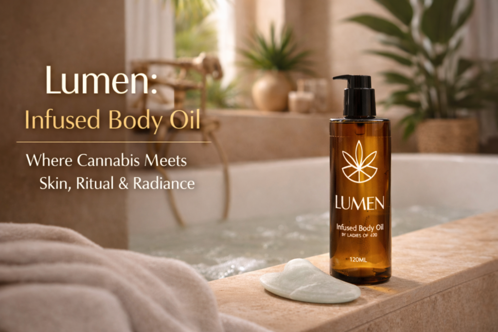 lumen body oil in spa setting